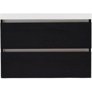 Onderkast Sanilux Trendline Met Greeplijst Aluminium 80x47x52 Cm Black Oak
