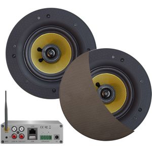Wifi-Audiosysteem Aquasound (Airplay + Dlna) 70 Watt, Incl Zumba Speakers 230 mm 230V/20V, Lan /Wlan Inox/Rvs Look