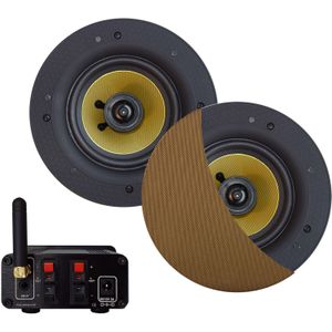 Bluetooth Audiosysteem Aquasound (50 Watt / Bt4.0 / Auto-Aux) Met Samba Speakerset, 230V/12V Brushed Gold