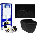 Geberit up320 toiletset set 13 idevit alfa mat zwart randloos met mat zwarte drukplaat