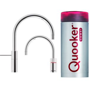 Quooker nordic round twintaps met combi boiler rvs