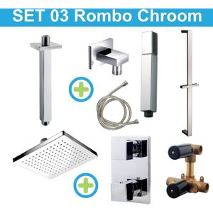 Wiesbaden inbouw regendouche set 03 rombo chroom