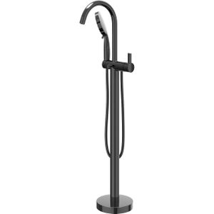 Badmengkraan IVY Pact Vrijstaand Met Draaibare Uitloop Slang 150 cm En 3-Standen Handdouche Zwart Chroom PVD