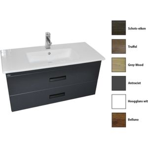 Badkamermeubelset Sanicare Q8 Twee Zelfsluitende Soft-Closing Laden 100x46 cm (alle kleuren, spiegel optioneel)