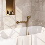 BRAUER - Stripe - Thermostatische Badkraan - Goud Geborsteld PVD - SET 02 - Inbouw - 3-standen Handdouche