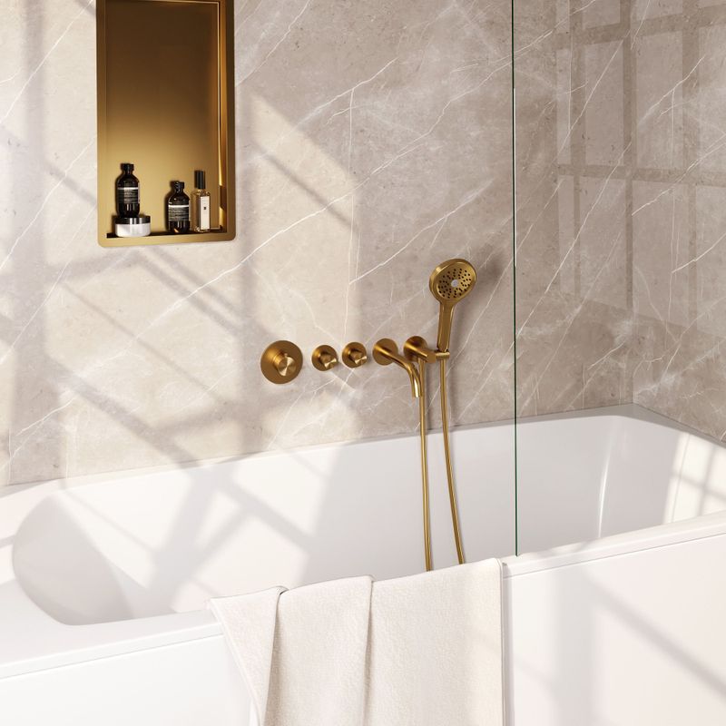 BRAUER - Stripe - Thermostatische Badkraan - Goud Geborsteld PVD - SET 02 - Inbouw - 3-standen Handdouche