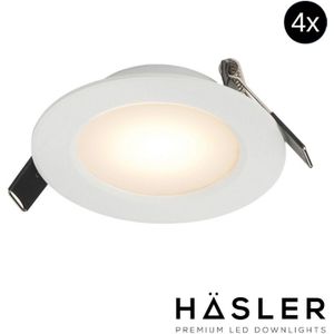 Inbouwspot häsler toscana incl. Fase aansnijding dimbaar 9.2 cm 4 watt warm wit rvs wit set 4x