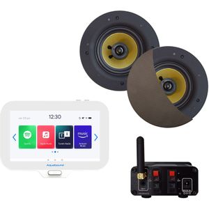 Connect Badkamerradio Aquasound N-Joy Controller (Ipx7) + Wand Lader + Rumba Speakerset Bluetooth / 30 Watt / 230V/12V Inox/Rvs Look