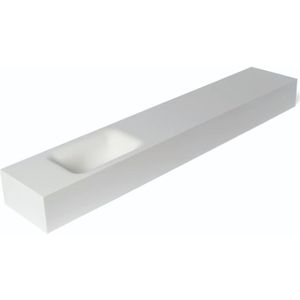 Fontein Luca Sanitair Lea 120x22x12 cm Solid Surface Links Zonder Kraangat Mat Wit