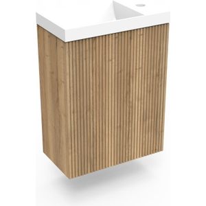 Fonteinkast Halifax Oak Arcqua Ridge 40x55x28 cm Incl. Fontein Glans Wit Zonder Overloop