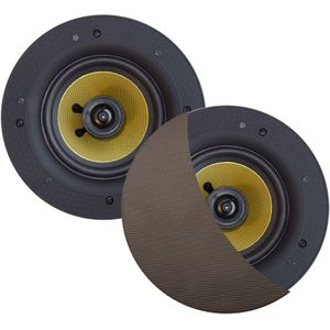 Speakerset Aquasound Zumba 100W (0,75" Draaibare Tweeter), Rond 226 mm, Diepte 81 mm, Randloos, Ipx4 Inox/Rvs Look
