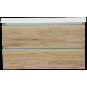 Onderkast Trendline Met Greeplijst Aluminium 100x47x52 Cm Naturel Oak