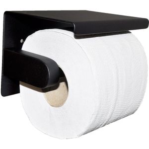 Toiletrolhouder met Plateau BWS RVS Mat Zwart
