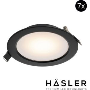 Inbouwspot Häsler Zamorra Incl. Fase Aansnijding Dimbaar 13.7 cm 8 Watt Warm Wit Zwart Set 7x