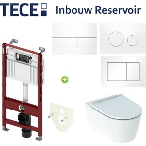 Tece profile inbouwreservoir toiletset geberit one rimless diepspoel turboflush wit met drukplaat