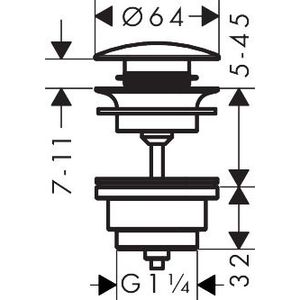 Clickwaste HansGrohe AXOR met Overloop in Gepolijst Goud OP=OP