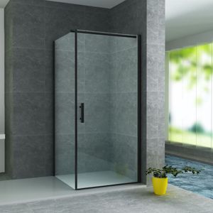 Douchecabine bws 90x90 cm | 6mm helder glas met nanocoating zwart