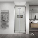 Nisdeur aqualux shine 8 vouwdeur chroom profiel 76x200 cm 8 mm antikalk glas