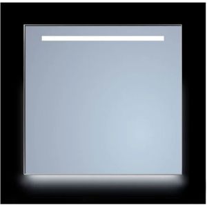 Spiegel sanicare q-mirrors 100x70 cm vierkant met aan de bovenkant & onderzijde led cold white, omlijsting chroom incl. Ophangmateriaal met