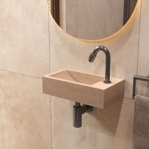 Salenzi - Travertin Light - Fontein - 40x22 cm - Rechts Wandmodel