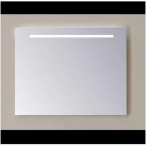 Spiegel sanicare q-mirrors 65x60 cm pp-geslepen vierkant met aan de bovenkant led cold white incl. Ophangmateriaal zonder schakelaar