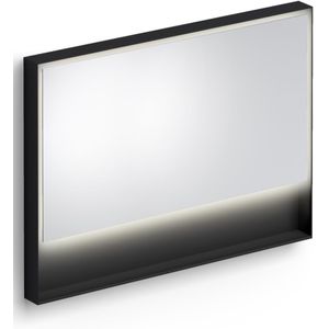 Clou look at me spiegel 2700k led-verlichting ip44 omlijsting in mat zwart 110x8x80 cm