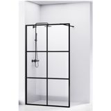 Douchewand van rijn st04 helder glas 8 mm 6 delen aluminium profiel zwart (alle maten)