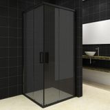 Douchecabine bws lusso schuifdeur hoekinstap vierkant rookglas 80x80 cm 5 mm mat zwart