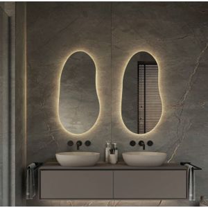 Spiegel Hipp Design SPV 22001 Organisch 45x90 cm Met Verlichting Incl. Spiegelverwarming