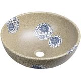Waskom sapho priori rond 41x15 cm keramiek steen met blauw patroon