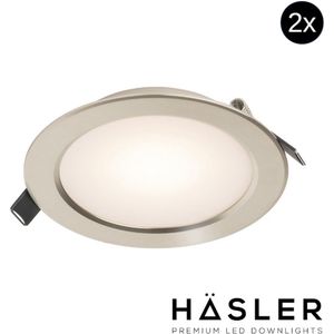 Inbouwspot Häsler Volterra Incl. Fase Aansnijding Dimbaar 13.7 cm 8 Watt Warm Wit RVS Set 2x OUTLET