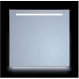 Spiegel sanicare q-mirrors 75x70 cm vierkant met aan de bovenkant & onderzijde led warm white, omlijsting chroom incl. Ophangmateriaal zonder
