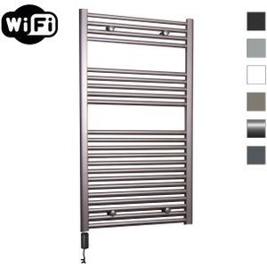 Elektrische Radiator Sanicare HWV Met Wifi 111,8x60 cm Inox Look 730W Met Thermostaat Zwart Linksonder