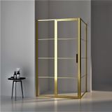 Bws douchecabine frame 90x100 cm 8 mm nano glas geborsteld messing goud