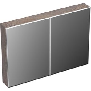 Spiegelkast forzalaqua uni 100x68.5x12.5 cm 2 deuren tweezijdig spiegel eiken silver grey