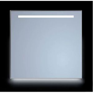 Spiegel sanicare q-mirrors 80x70 cm vierkant met aan de bovenkant & onderzijde led cold white, omlijsting aluminium incl. Ophangmateriaal met