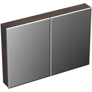 Spiegelkast forzalaqua uni 100x68.5x12.5 cm 2 deuren tweezijdig spiegel eiken charcoal