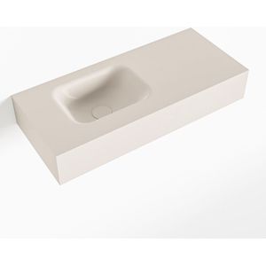 Mondiaz lex linen vrijhangende solid surface wastafel 70 cm. Positie wasbak links