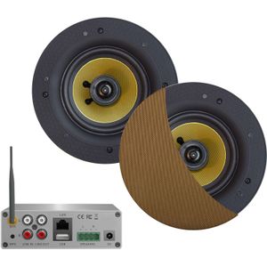 Wifi-Audiosysteem Aquasound (Airplay + Dlna) 50 Watt, Incl Samba Speakers 205 mm, 230V/12V, Lan /Wlan Brushed Gold
