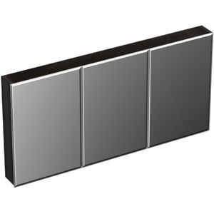 Spiegelkast forzalaqua uni 140x68.5x12.5 cm 3 deuren tweezijdig spiegel eiken black oiled
