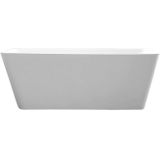 Ligbad half vrijstaand bws mantis 150x75x60 cm met badwaste en overloop glasvezelversterkt hoogwaardig acryl glans wit