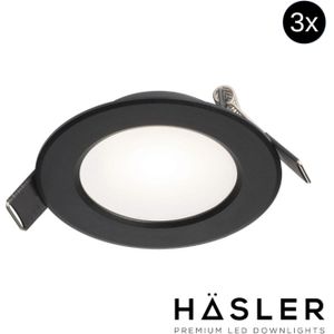 Inbouwspot Häsler Murcia Incl. Fase Aansnijding Dimbaar 9.2 cm 4 Watt Helder Wit Zwart Set 3x