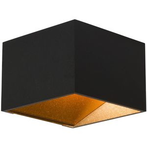 Opbouwspot bws robin 10.2x10.2 cm met gouden glare ring zwart