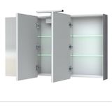 Spiegelkast allibert juno led verlichting 120x75.2x16 cm softclose deuren donkergrijs eik
