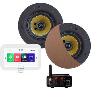 Connect Badkamerradio Aquasound N-Joy Controller (Ipx7) + Wand Lader + Zumba Speakerset Bluetooth / 70 Watt / 230V/18V Brushed Red Gold