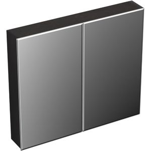 Spiegelkast forzalaqua uni 80x12.5x68.8 cm 2 deuren tweezijdig spiegel eiken black oiled