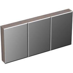 Spiegelkast forzalaqua uni 140x68.5x12.5 cm 3 deuren tweezijdig spiegel eiken silver grey