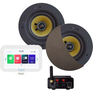 Connect Badkamerradio Aquasound N-Joy Controller (Ipx7) + Wand Lader + Zumba Speakerset Bluetooth / 70 Watt / 230V/18V Inox/Rvs Look