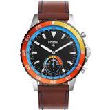 Just in Case Lederen armband voor Fossil Q Crewmaster Hybrid - Coffee