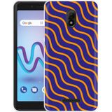 Wiko Jerry 3 Hoesje blauw oranje lijnen